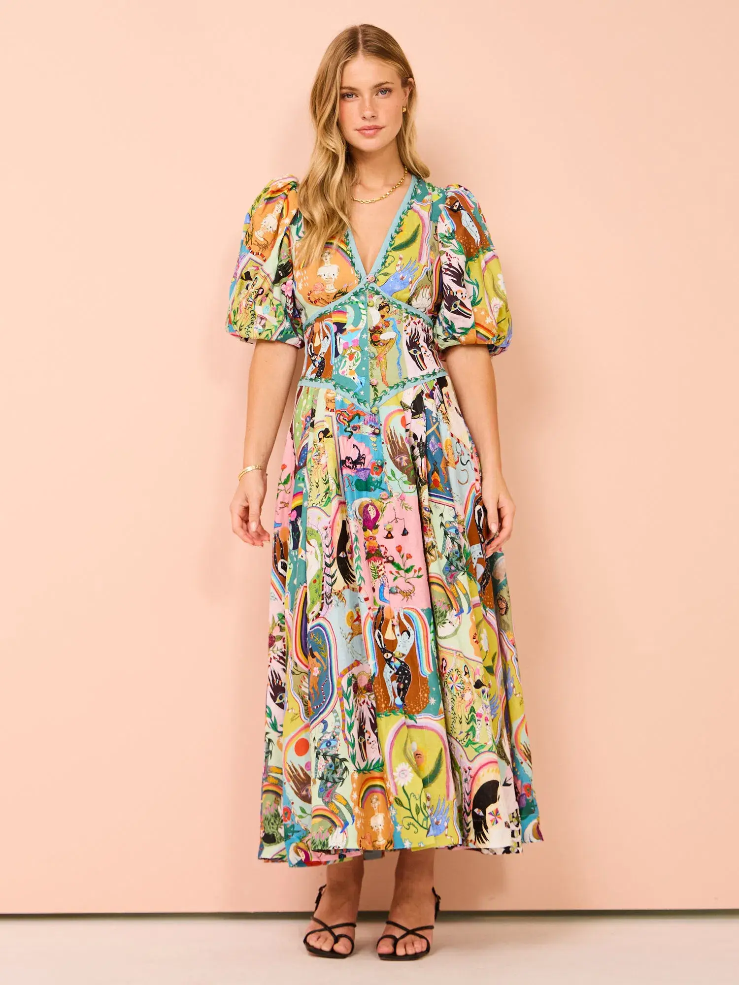 Alemais Evergreen Midi Dress Multi Size 14 - Image 1