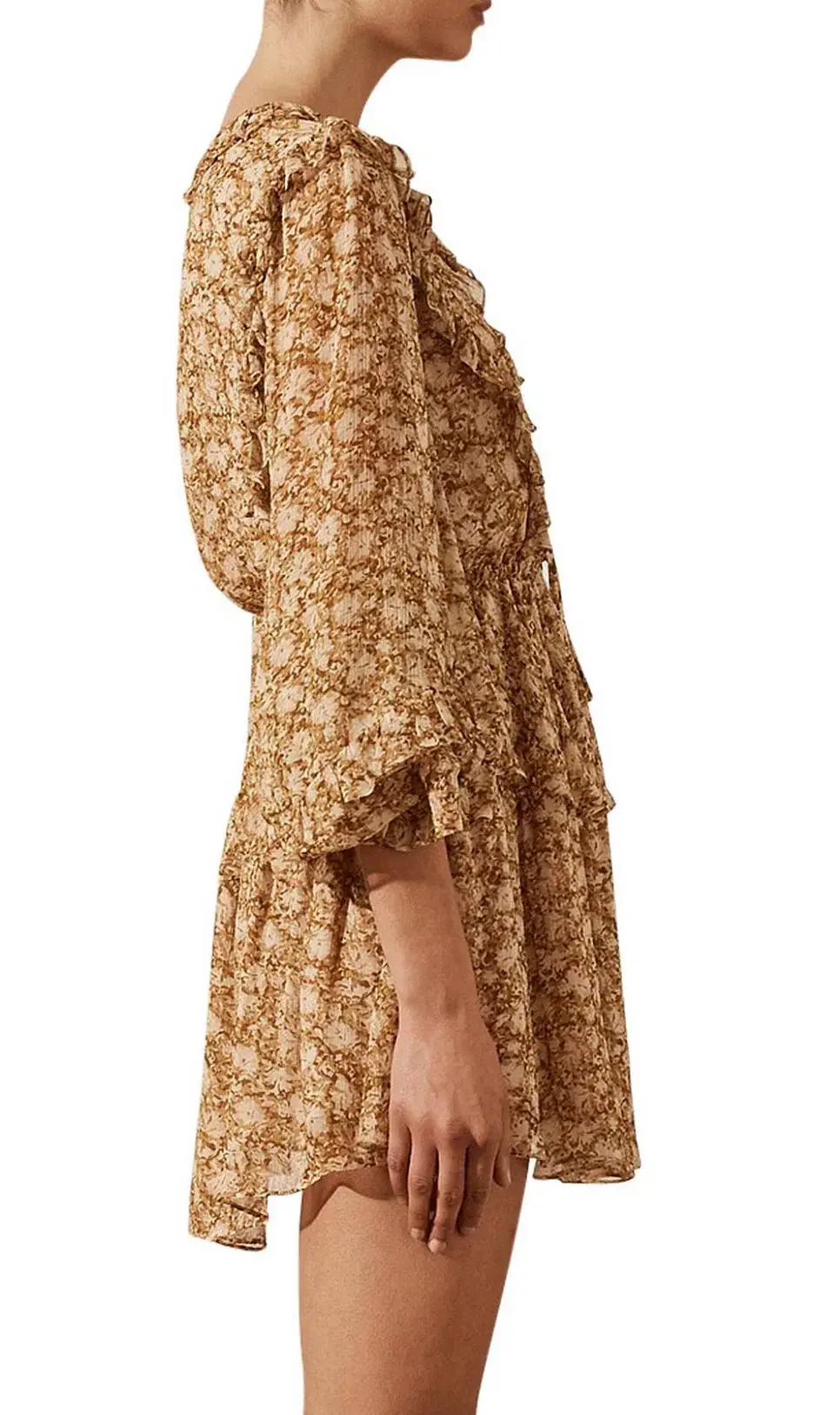 Shona Joy Julia Balloon Sleeve Drawstring Mini Dress Print Size 8 - Image 3