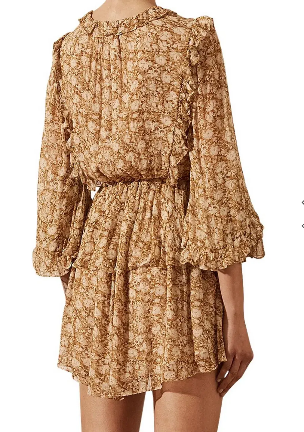 Shona Joy Julia Balloon Sleeve Drawstring Mini Dress Print Size 8 - Image 4