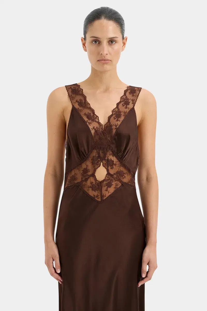 Sir the Label Aries Cut Out Dress Chocolate Size 3/Au 12 for rent on The Volte - main image