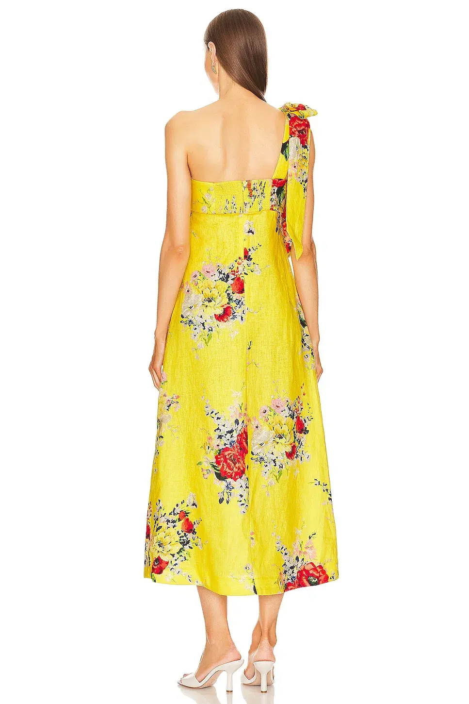 Zimmermann Alight Asymmetric Midi Dress Yellow Floral  Size 2 /Au 12  - Image 2