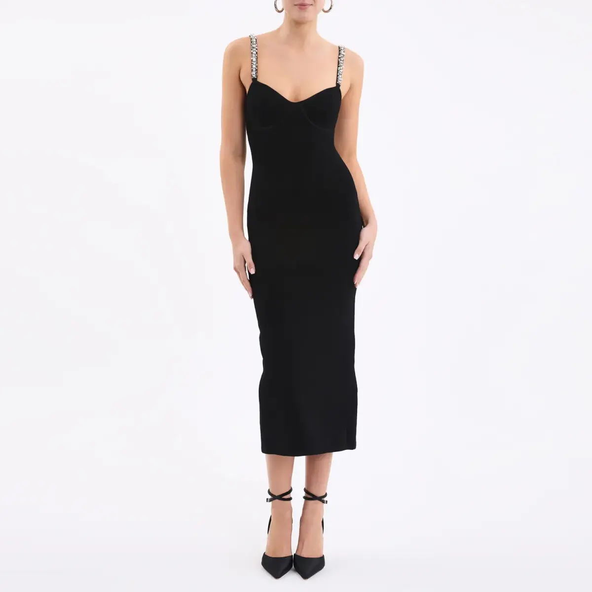 Rebecca Vallance Adele Knit Midi Dress Black Size 8  - Image 1