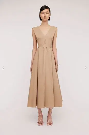 Scanlan Theodore Parachute Panelled A-Line Midi Dress Camel Size 8 for rent on The Volte - main image