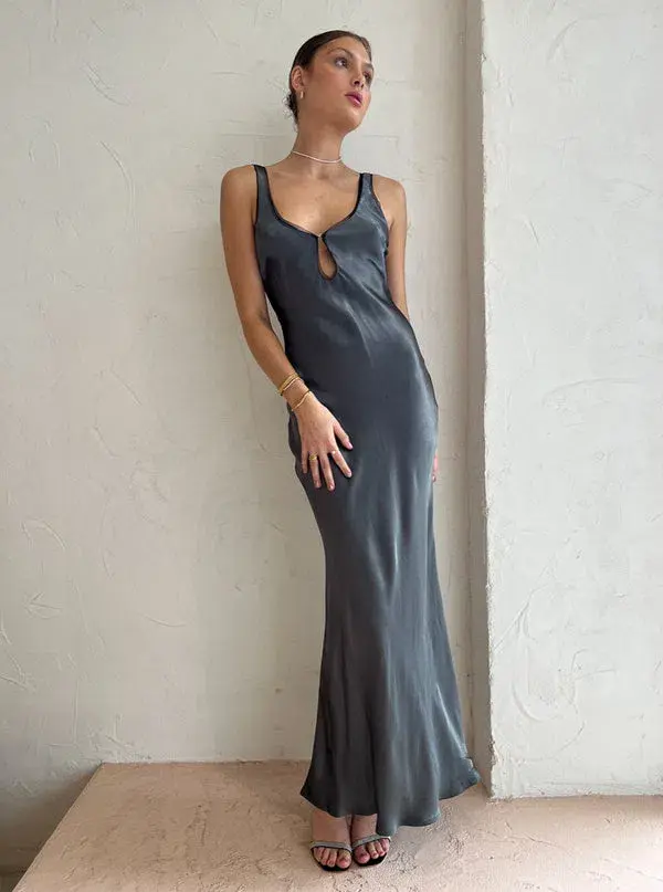 Bec & Bridge Celestial Keyhole Maxi Dress In Gun Metal/Black Size 10 - Image 1