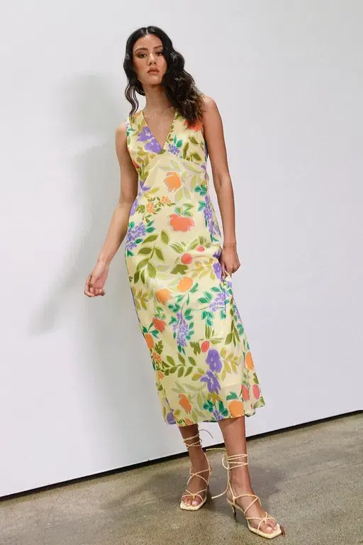 Ownley Tulip Dress Lemon Floral Size Small/Au 8 for rent on The Volte - main image