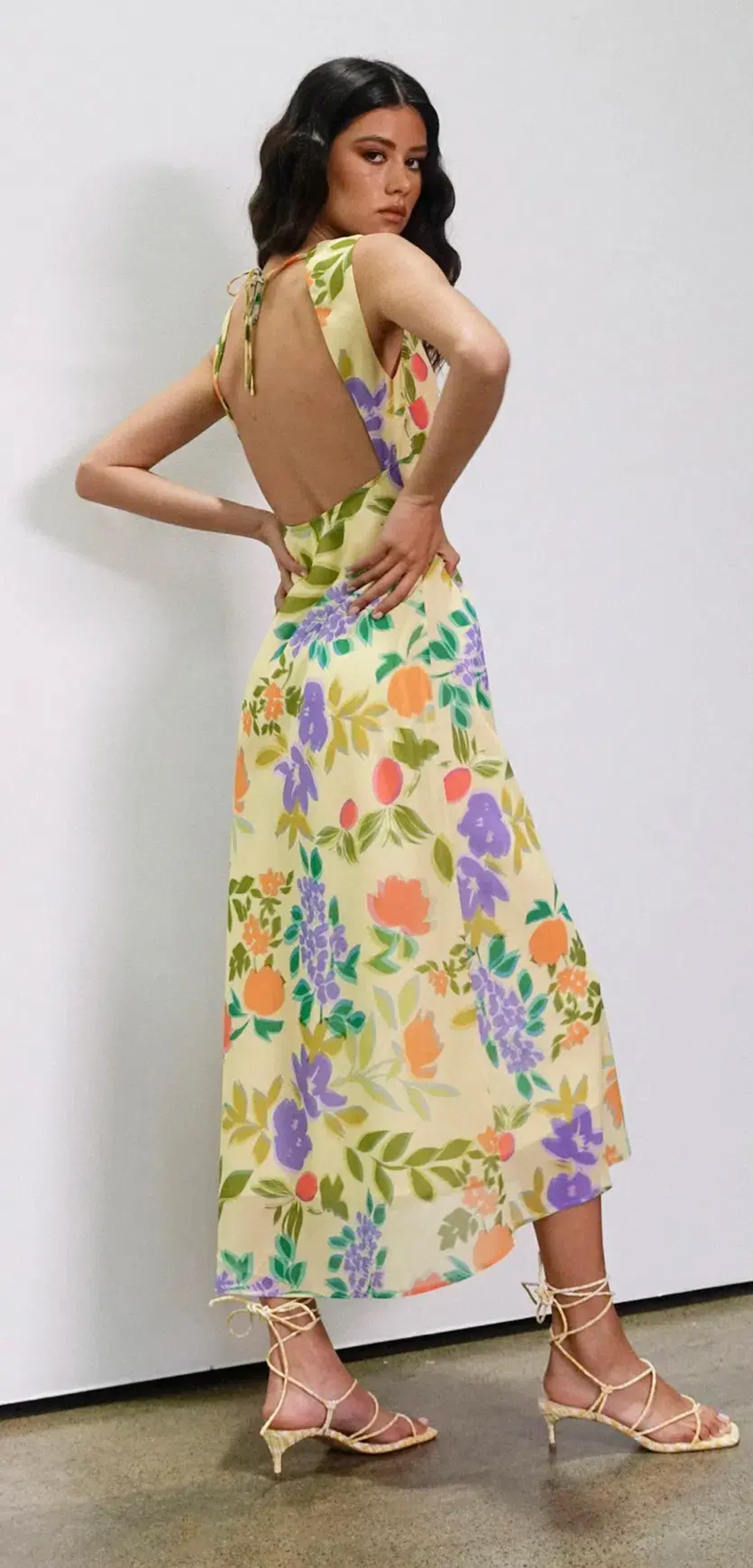 Ownley Tulip Dress Lemon Floral Size Small/Au 8 for rent on The Volte - main image