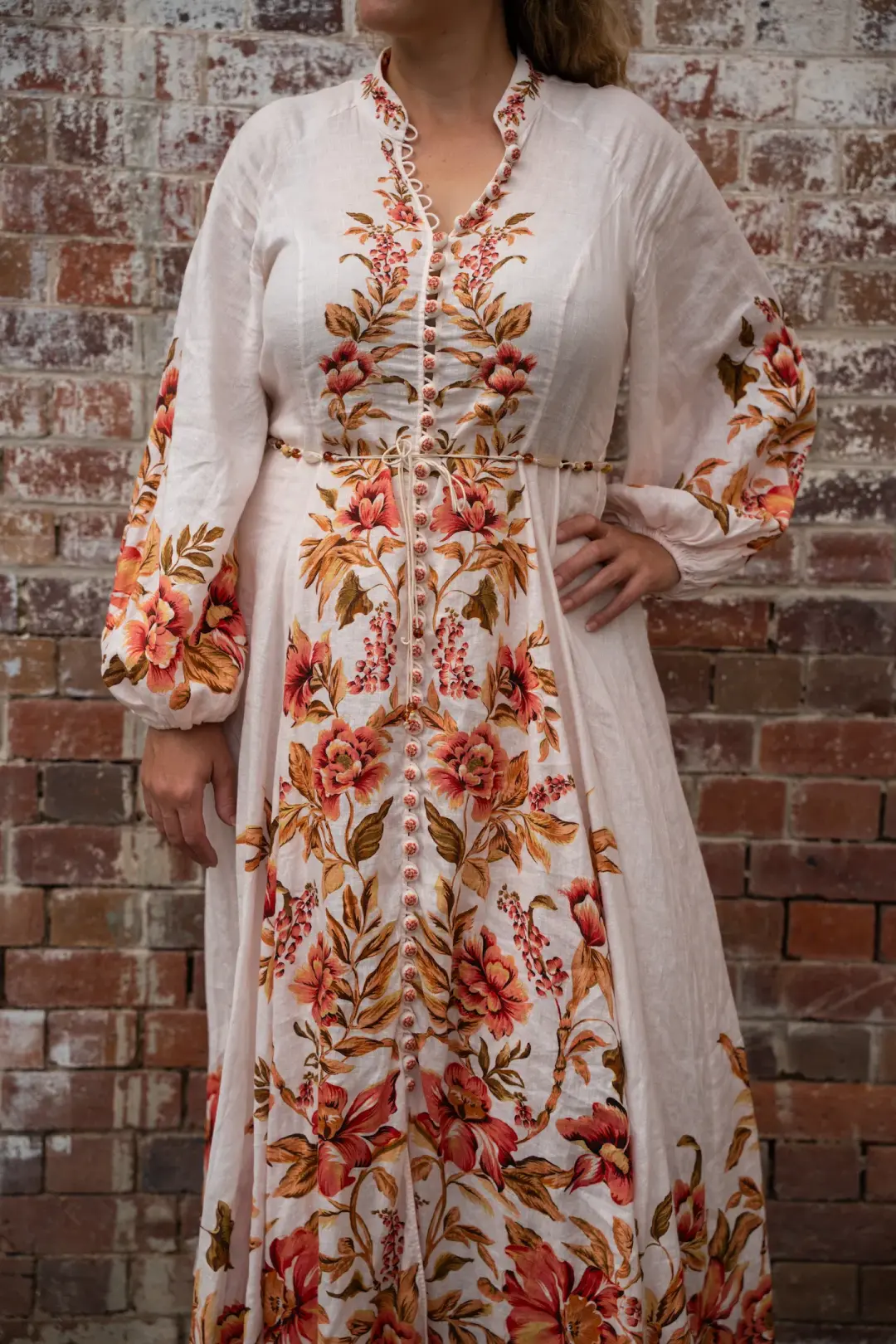 Zimmermann The Vacay Billow Long Dress in Peach Floral Size 4/Au 16  for rent on The Volte - main image