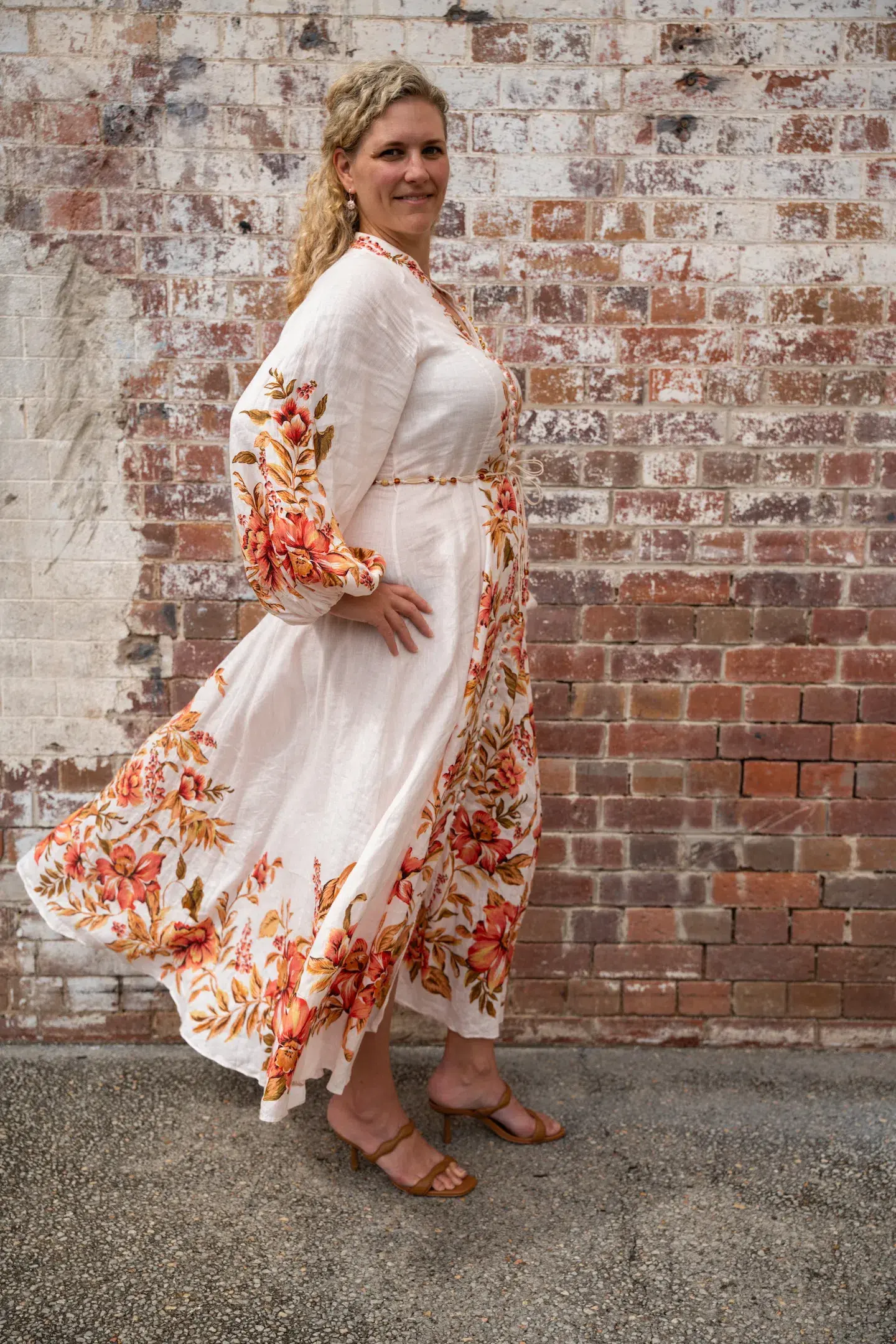 Zimmermann The Vacay Billow Long Dress in Peach Floral Size 4/Au 16  - Image 4
