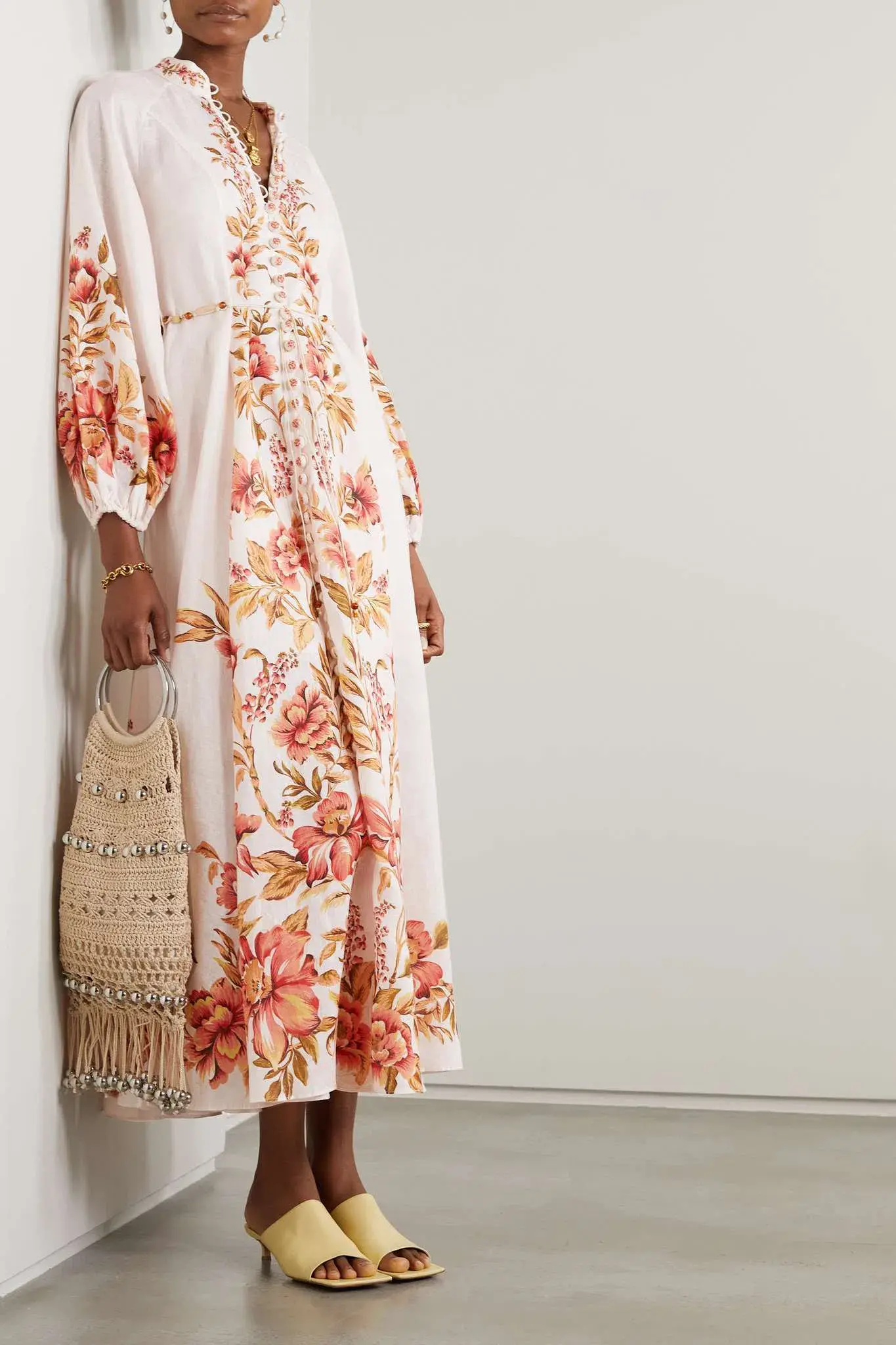 Zimmermann The Vacay Billow Long Dress in Peach Floral Size 4/Au 16  - Image 8