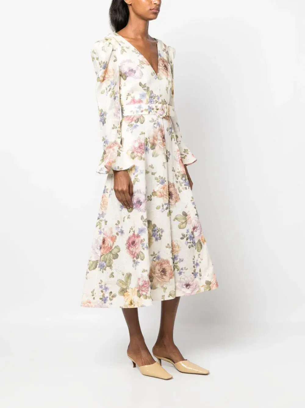 Zimmermann The Luminosity Midi Dress in Multi Floral Cream Size 16  - Image 6