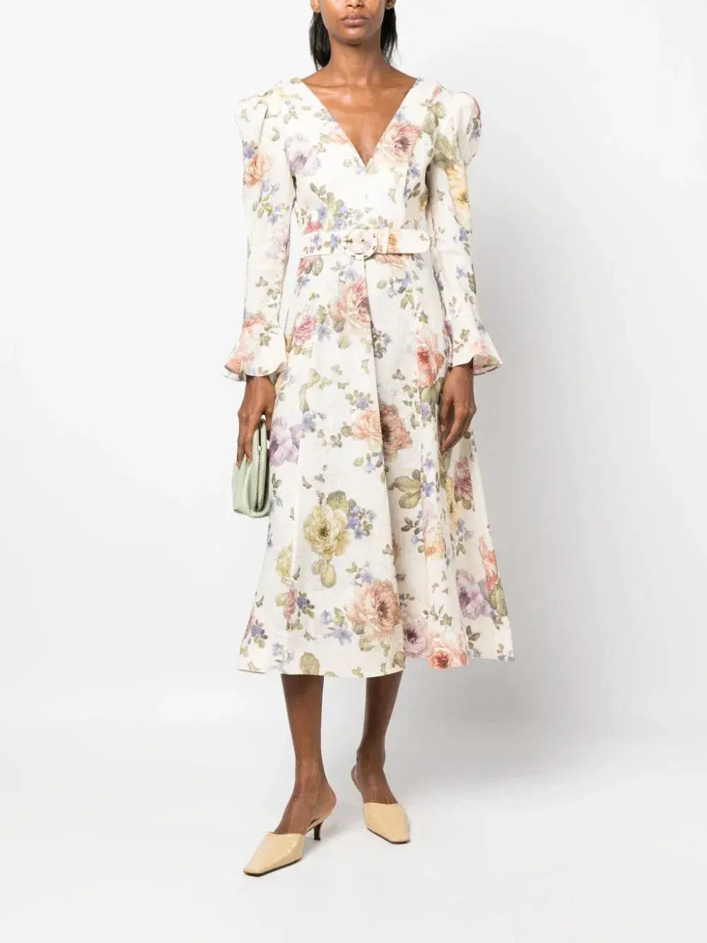 Zimmermann The Luminosity Midi Dress in Multi Floral Cream Size 16  - Image 5