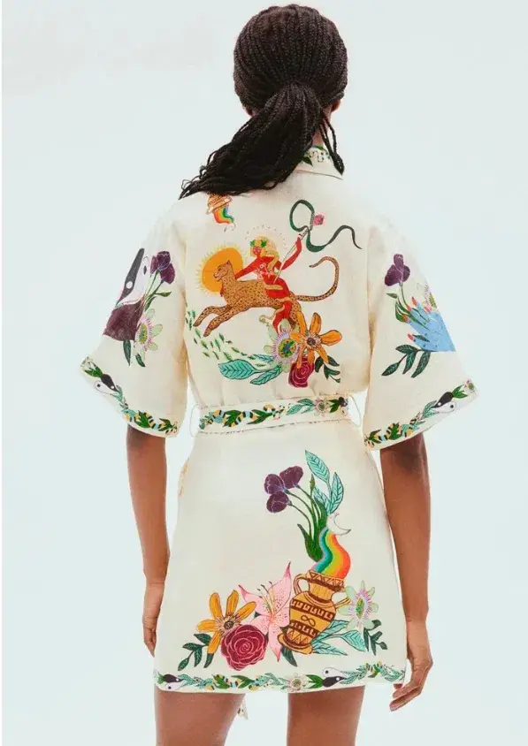 Alemais Meagan Linen Mini Dress Print Size 12  - Image 3