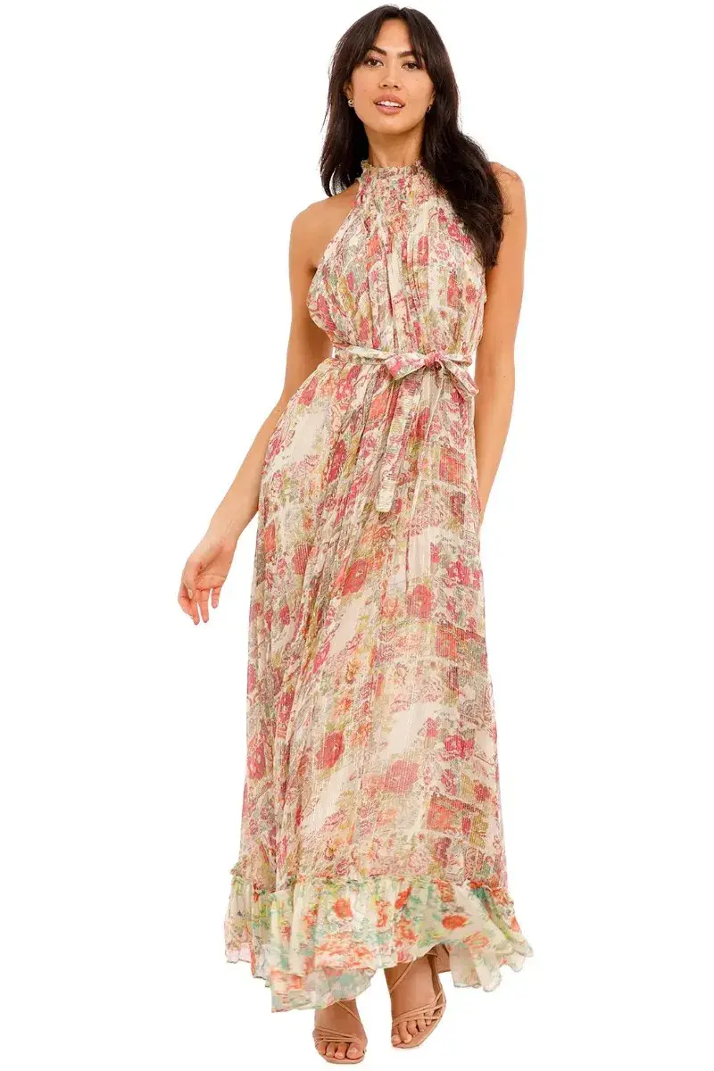 Hemant & Nandita Nova Midi Dress With Belt Floral Size 14 - Image 1