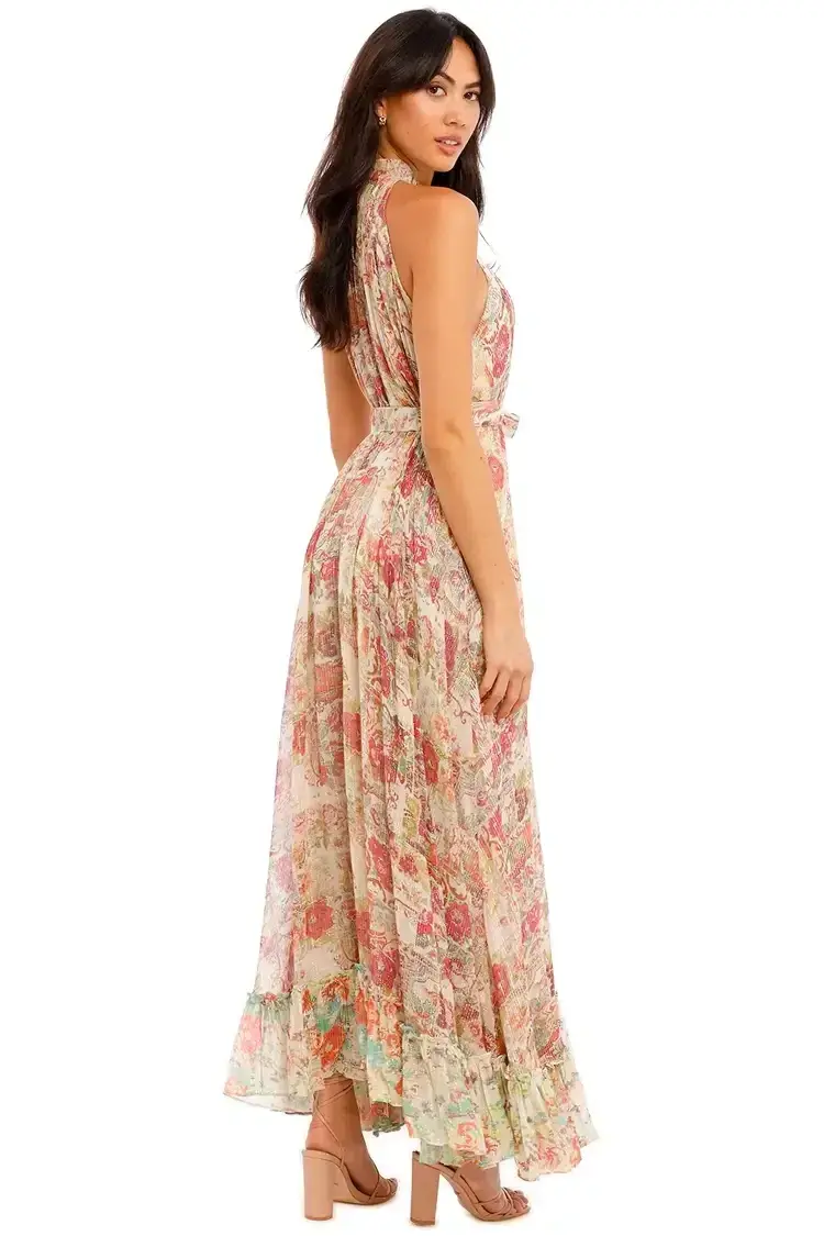 Hemant & Nandita Nova Midi Dress With Belt Floral Size 14 - Image 2