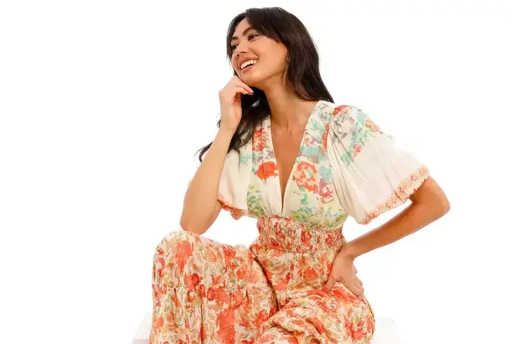 Hemant & Nandita Nova Midi Dress in Floral Size 10 - Image 4