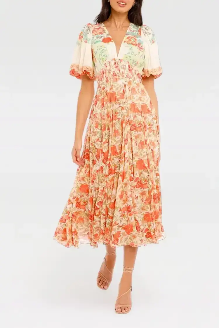 Hemant & Nandita Nova Midi Dress in Floral Size 8 - Image 1