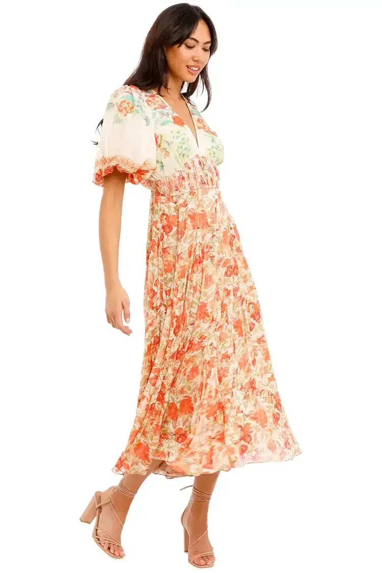 Hemant & Nandita Nova Midi Dress in Floral Size 8 - Image 4