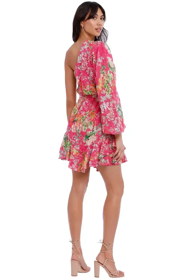 Hemant & Nandita Miyu Floral Mini Dress in Pink Size 8 - Image 4