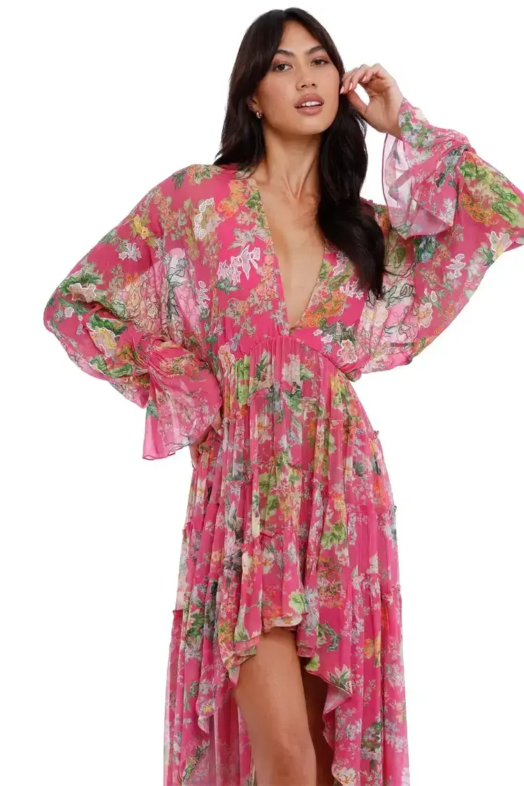 Hemant & Nandita Miyu Hi Lo Dress in Pink Size 10 - Image 2