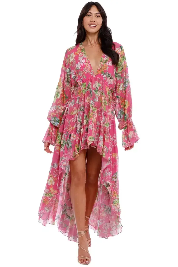 Hemant & Nandita Miyu Hi Lo Dress in Pink Size 10 - Image 1