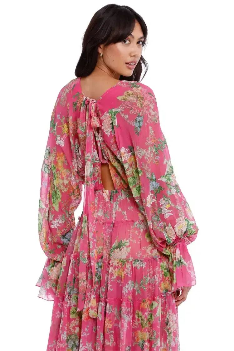 Hemant & Nandita Miyu Hi Lo Dress in Pink Size 10 - Image 4