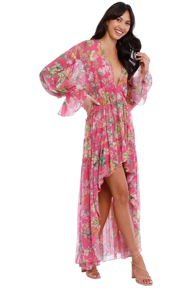 Hemant & Nandita Miyu Hi Lo Dress in Pink Size 10 - Image 3