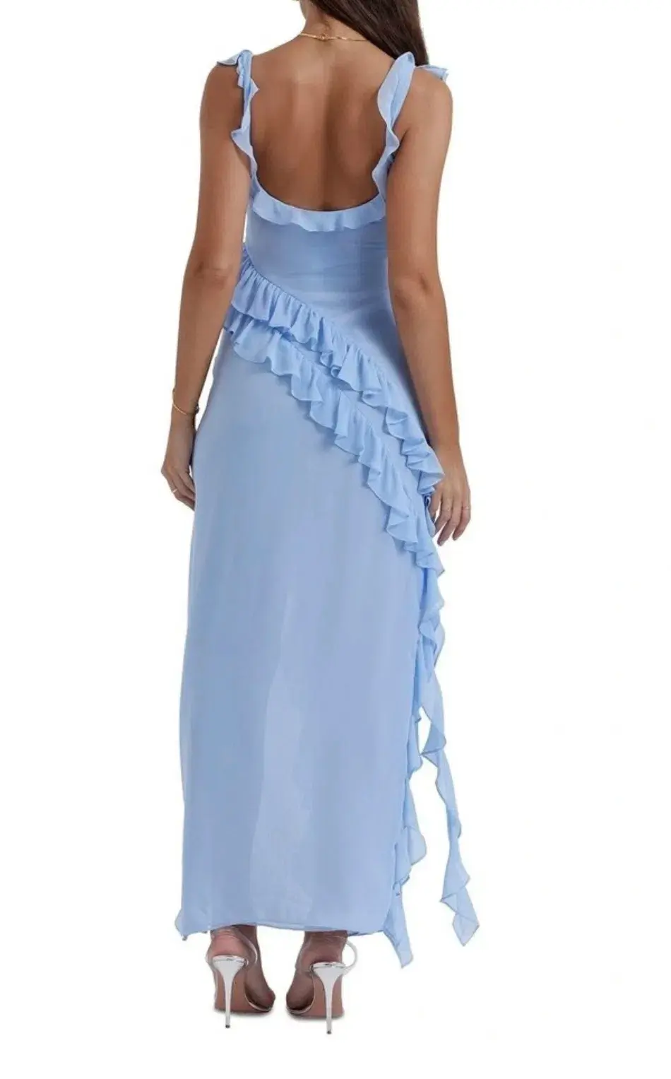 House of CB Ariela Ruffle Dress Blue Size 6  - Image 4