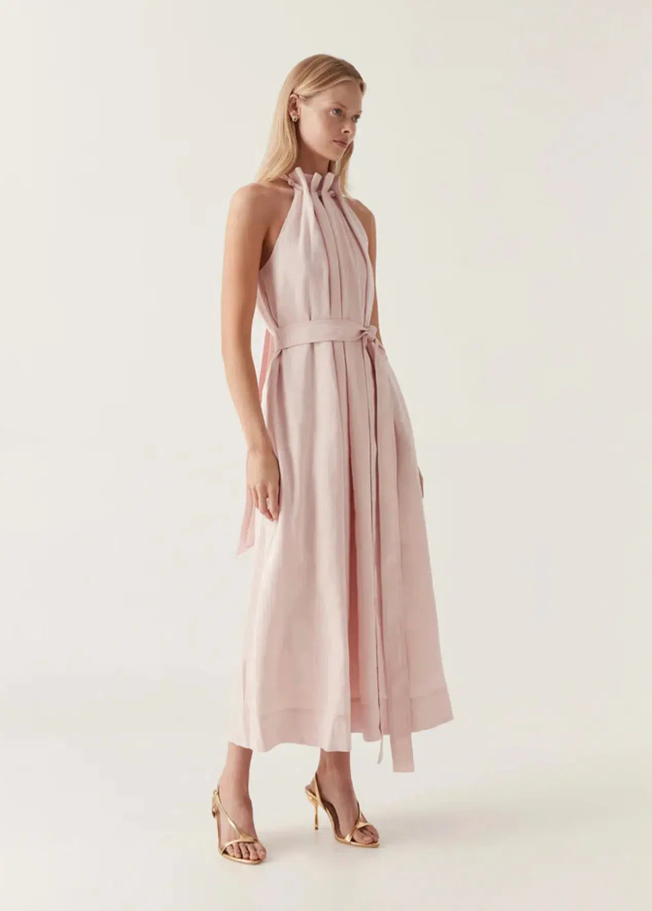 Aje Mariel Trapeze Midi Dress in Soft Pink Size 6 - Image 2