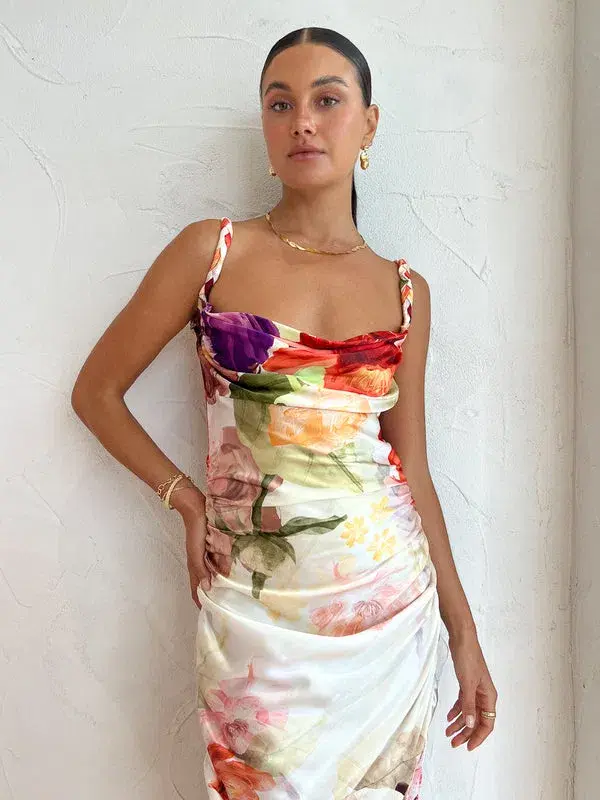 Leo Lin Rachel Cowl Neck Slip Dress in Cascade Floral Print Size 16 - Image 2