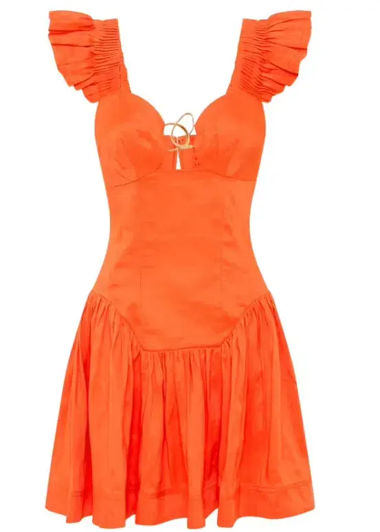 Aje Simone Frill Sleeve Mini Dress Orange Size XS / AU 6 - Image 4