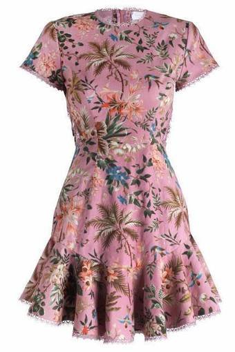 Zimmermann Tropicale Lattice Dress In Pink Floral