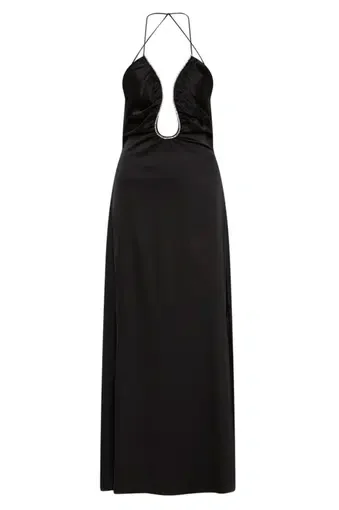 Sonya Moda Satin Embellished Keyhole Dress Black Size 10