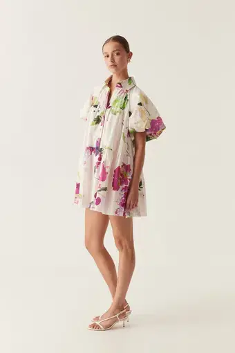 Aje Pablo Smock Mini Dress in Wild Hydrangea Floral
Size 8