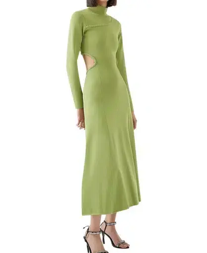 Aje Amelie Braided Cut Out Knit Midi Dress in Green Size XS / AU 6