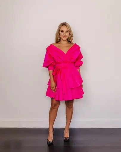 Alin Le Kal Chloe Dress Fuchsia Pink Size 8
