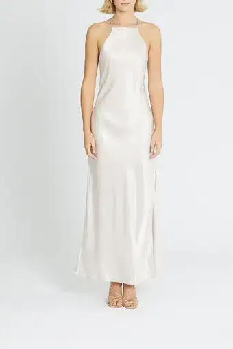 Calvin Klein Liquid Shine Maxi Slip Dress in Ivory Size 10