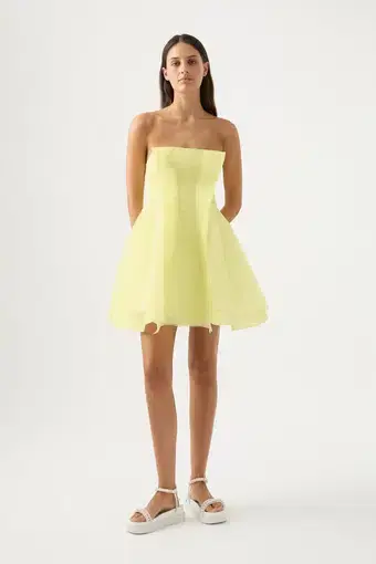 Aje Astrid Strapless Mini Dress in Lemon Yellow
Size 8 AU