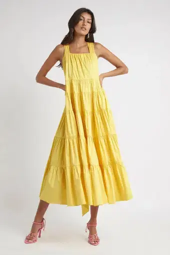 Aje Le Mempris Tiered Maxi Dress Daisy Yellow Size 4