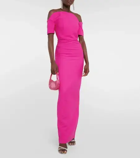 Roland Mouret Asymmetric Wool Blend Maxi Dress Pink Size 8