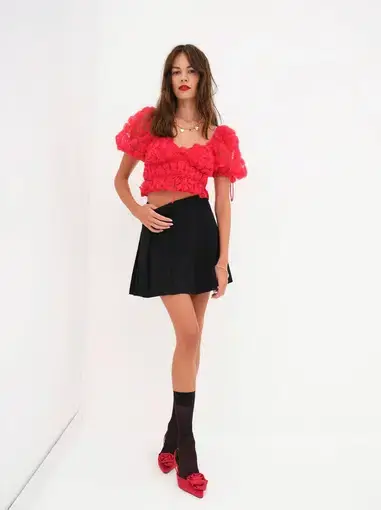 For Love and Lemons Hannah Crop Top Red Rose Size XS / AU 6