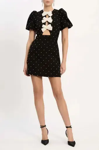 Rebecca Vallance Veronica Mini Dress Black & Pearl Size 8