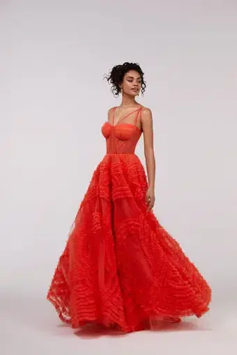 Milla Tangerine Tulle Ornament Maxi Dress Orange Size 8