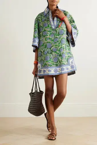 Zimmermann The Junie Tunic Dress in Green/Blue Floral Size 0/Au 8