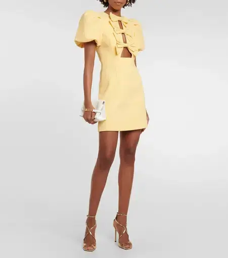 Rebecca Vallance Chloe Bow Mini Dress Yellow Size 12