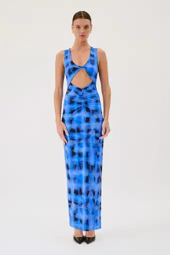 Suboo Shibori Twist Front Maxi Dress Blue Size XS/6