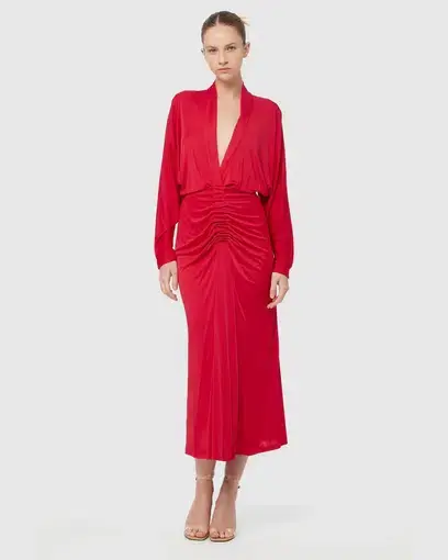 Manning Cartell Haute Pursuit Long Sleeve Midi Dress Red Size 14