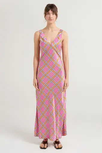 Steele Eadie Dress Pink Check Size XL /  AU 12