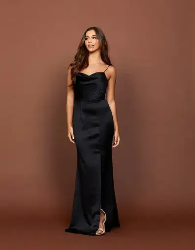 Bariano Lana Draped Cowl Gown Black Size AU 14