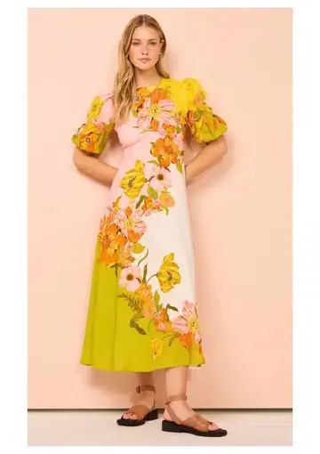 Alemais Silas Midi Dress in Multi Floral Size 12