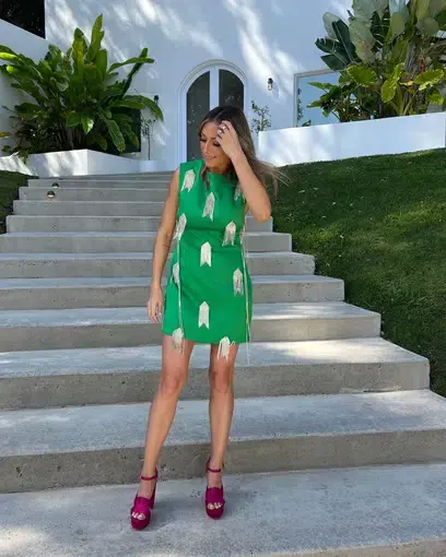 Kourh Onirique Crystal Mini Dress Green Size 10